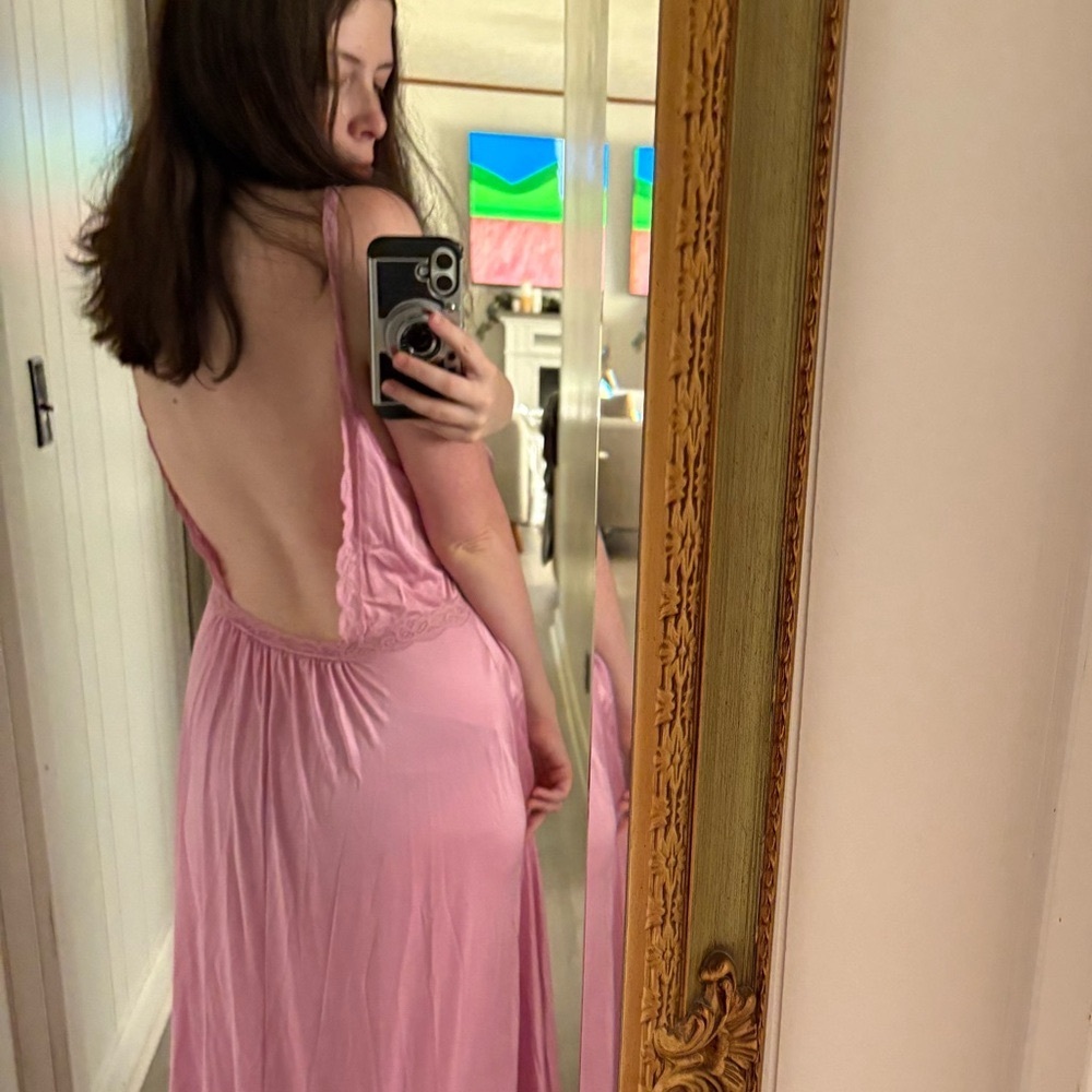 Olga Pink Lace Trim Nightgown